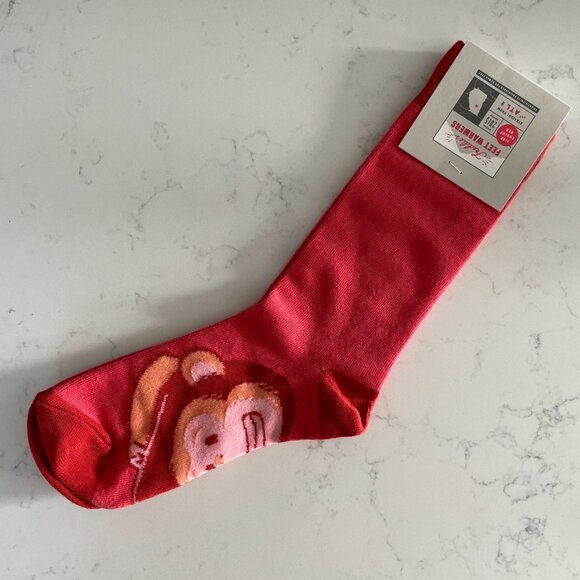 Mail Chimp Fire Engine Red Freddie's Feet Warmers Cotton Poly Socks Red Pink OS - Picture 7 of 7